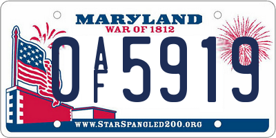 MD license plate 0AF5919