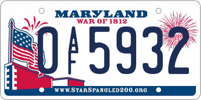 MD license plate 0AF5932
