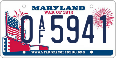 MD license plate 0AF5941
