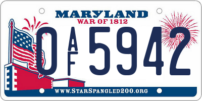 MD license plate 0AF5942