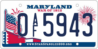 MD license plate 0AF5943