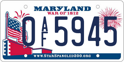 MD license plate 0AF5945