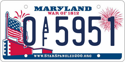 MD license plate 0AF5951