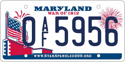 MD license plate 0AF5956