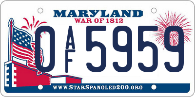 MD license plate 0AF5959