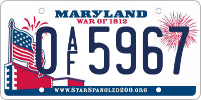 MD license plate 0AF5967