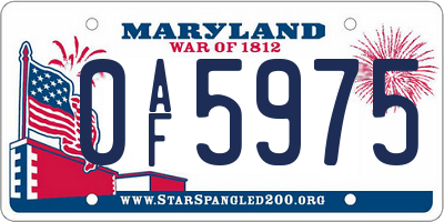 MD license plate 0AF5975