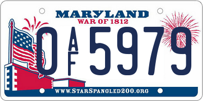 MD license plate 0AF5979