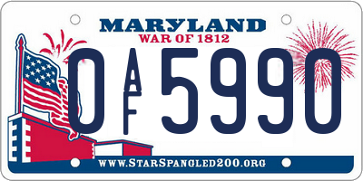 MD license plate 0AF5990