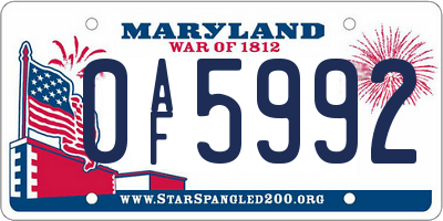 MD license plate 0AF5992