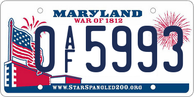 MD license plate 0AF5993