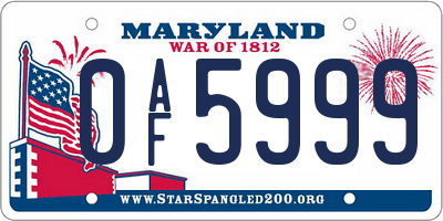 MD license plate 0AF5999