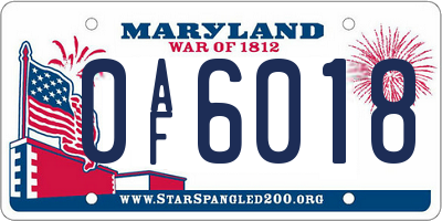 MD license plate 0AF6018