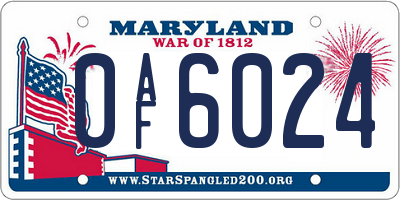 MD license plate 0AF6024