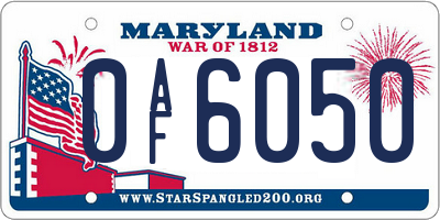 MD license plate 0AF6050