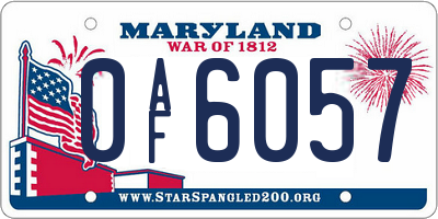 MD license plate 0AF6057