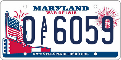 MD license plate 0AF6059