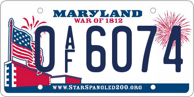 MD license plate 0AF6074