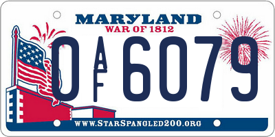 MD license plate 0AF6079