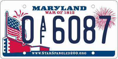 MD license plate 0AF6087