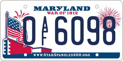 MD license plate 0AF6098