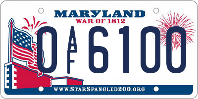 MD license plate 0AF6100