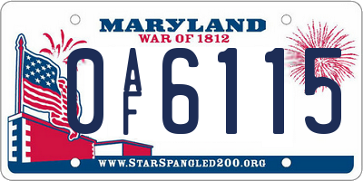 MD license plate 0AF6115
