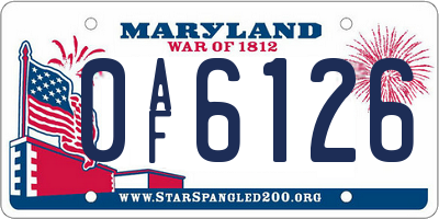 MD license plate 0AF6126