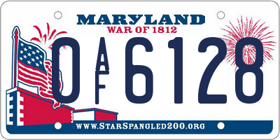 MD license plate 0AF6128