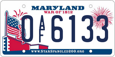 MD license plate 0AF6133