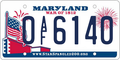 MD license plate 0AF6140