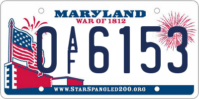 MD license plate 0AF6153