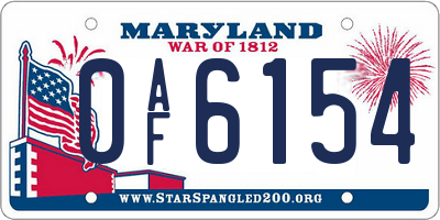 MD license plate 0AF6154