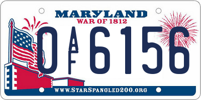 MD license plate 0AF6156
