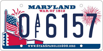 MD license plate 0AF6157