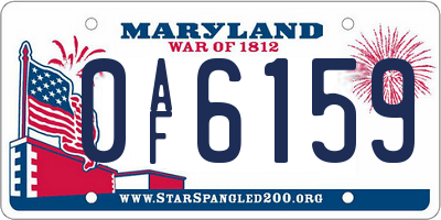 MD license plate 0AF6159