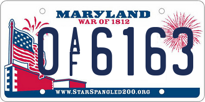 MD license plate 0AF6163