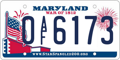 MD license plate 0AF6173