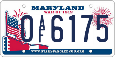 MD license plate 0AF6175