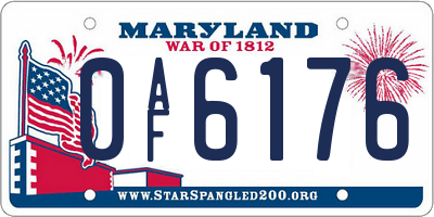 MD license plate 0AF6176
