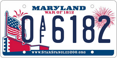 MD license plate 0AF6182