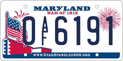 MD license plate 0AF6191