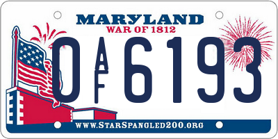 MD license plate 0AF6193