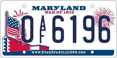 MD license plate 0AF6196