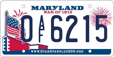 MD license plate 0AF6215