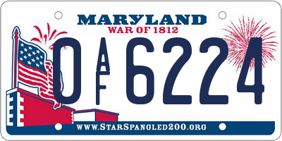 MD license plate 0AF6224