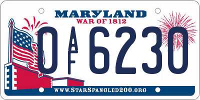 MD license plate 0AF6230