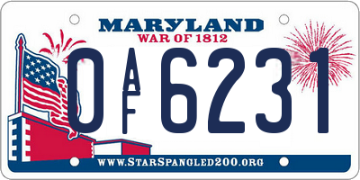 MD license plate 0AF6231