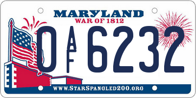 MD license plate 0AF6232