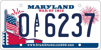 MD license plate 0AF6237